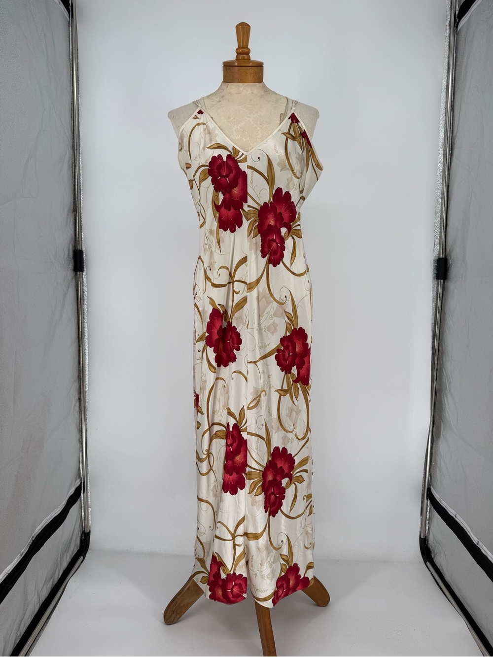 VTG Silk Floral Slip Maxi Dress size Large
